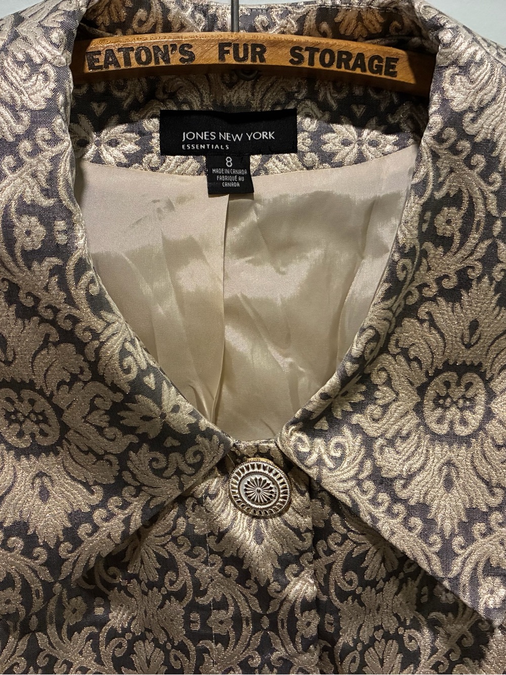 Jones New York Evening Party Wedding Metallic Silver Grey Jacket Size 8